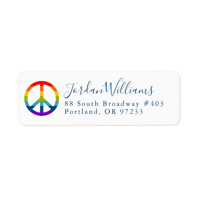 Rainbow Peace Sign Return Address Label (Front)
