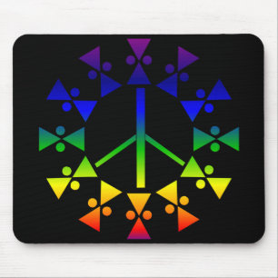 Rainbow Peace Sign Spiral Mouse Pad