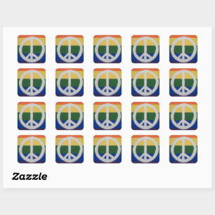 Rainbow Peace Sign Square Sticker
