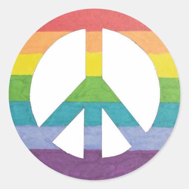 Rainbow Peace Sign Symbol for Peace and Freedom Classic Round Sticker (Front)