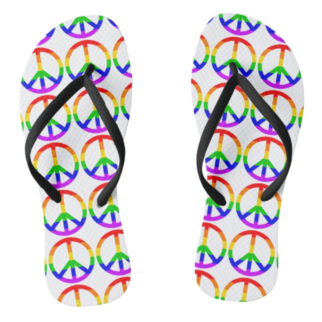 Rainbow Peace Sign Thongs (Footbed)