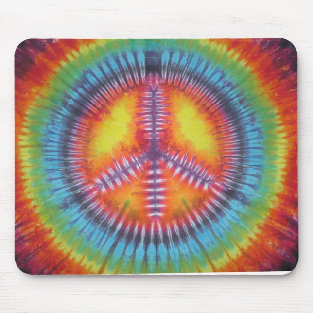 Rainbow Peace Sign Tie Dye Mouse Pad (Front)