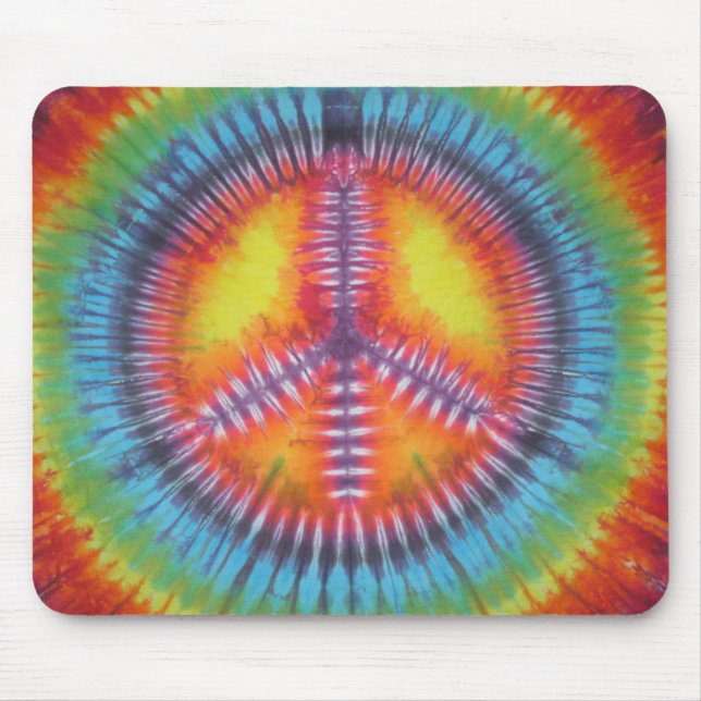 Rainbow Peace Sign Tie Dye Mouse Pad (Front)