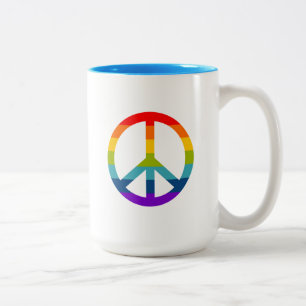 Rainbow Peace Sign Two-Tone Coffee Mug
