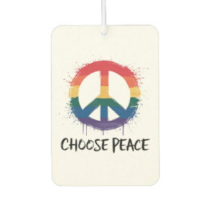 Rainbow Peace Sign with "Choose Peace" Text Car Air Freshener