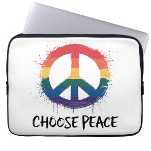Rainbow Peace Sign with "Choose Peace" Text Laptop Sleeve