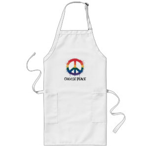 Rainbow Peace Sign with "Choose Peace" Text Long Apron