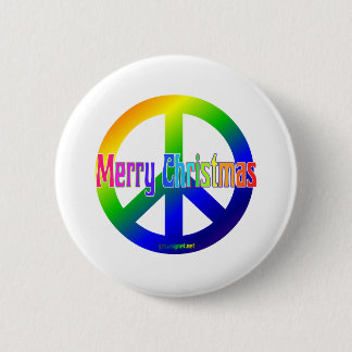 Rainbow Peace Sign with Merry Christmas! 6 Cm Round Badge