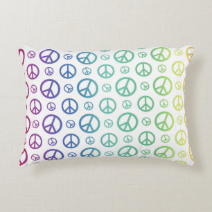 Rainbow Peace Signs Decorative Cushion