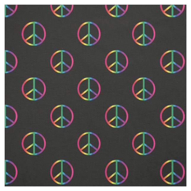 Rainbow Peace Signs Fabric (Swatch)