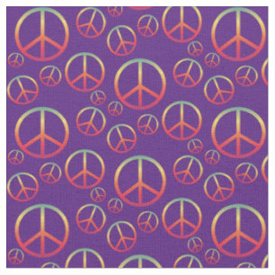 Rainbow Peace Signs on Purple Colored Fabric