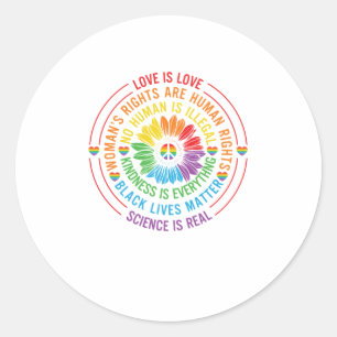 Rainbow Peace Sunflower Love Is Love LGBT Support. Classic Round Sticker