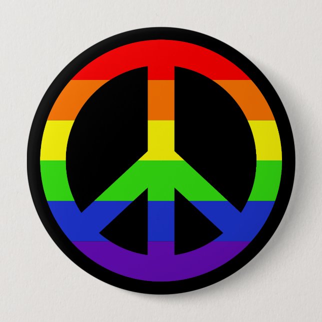 Rainbow Peace symbol 10 Cm Round Badge (Front)