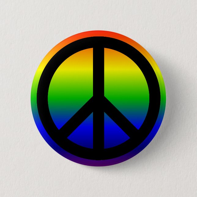 Rainbow Peace Symbol 6 Cm Round Badge (Front)