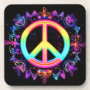 Rainbow Peace Symbol Art Coaster