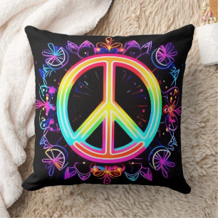Rainbow Peace Symbol Art Cushion