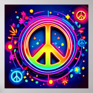 Rainbow Peace Symbol Art Poster