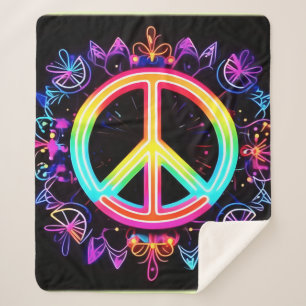 Rainbow Peace Symbol Art Sherpa Blanket