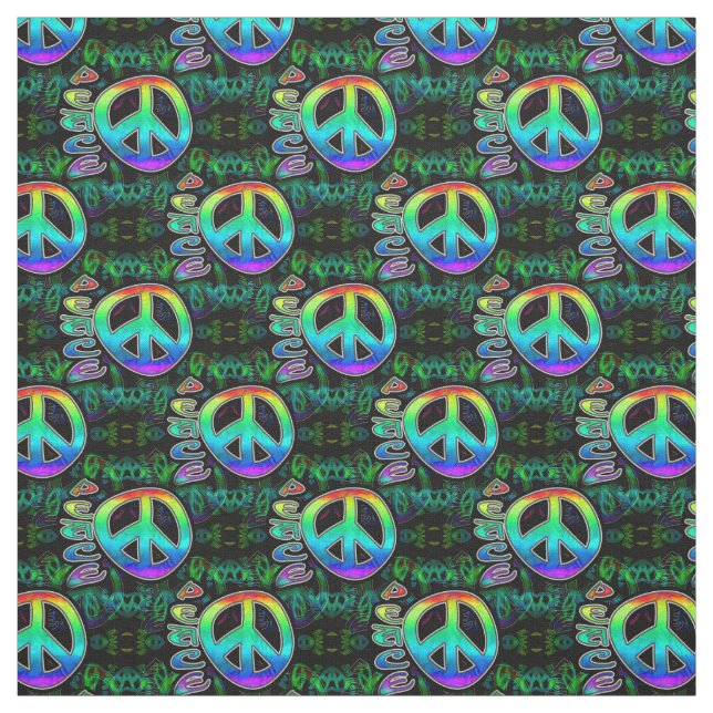 Rainbow Peace Symbol Fabric (Swatch)