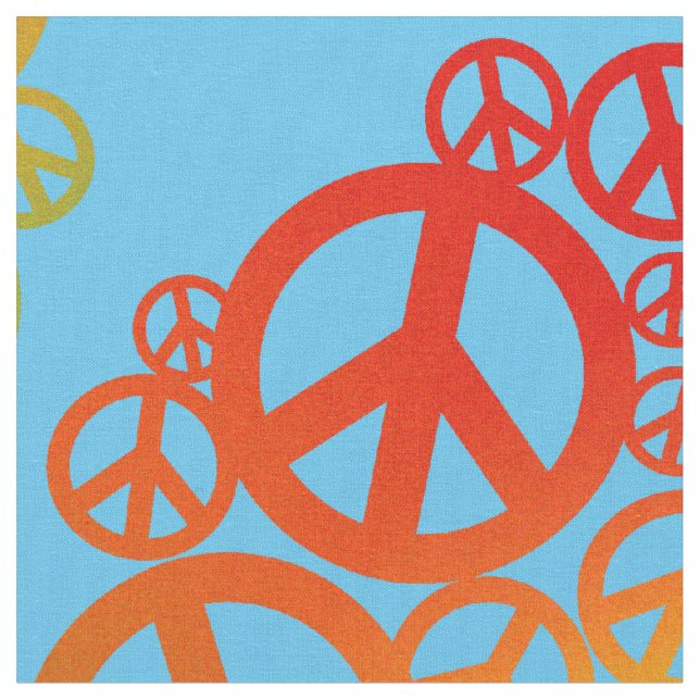 Rainbow Peace Symbol Heart Fabric (Close Up)