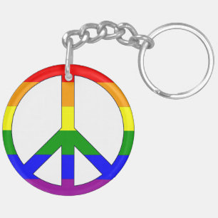Rainbow Peace Symbol Key Ring
