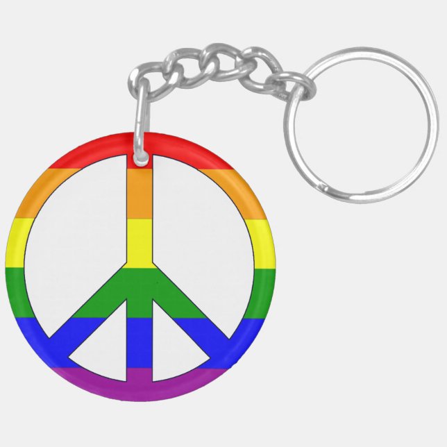 Rainbow Peace Symbol Key Ring (Back Right)