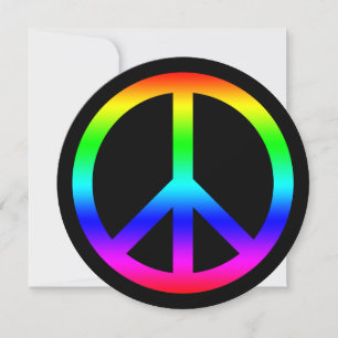 Rainbow Peace Symbol On Black Custom Greeting Card