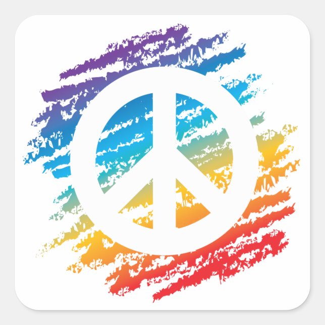 Rainbow Peace Symbol Square Sticker (Front)