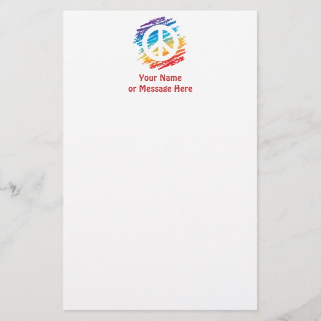Rainbow Peace Symbol Stationery (Front)