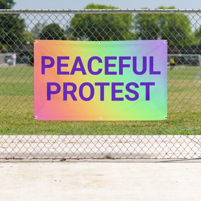 Rainbow Peaceful Protest Banner (Insitu)