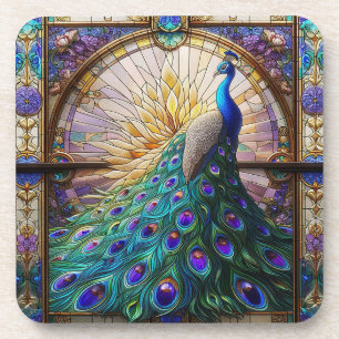 Rainbow Peacock Beverage Coaster Set