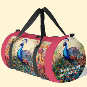 Rainbow Peacock Large Duffel Bag