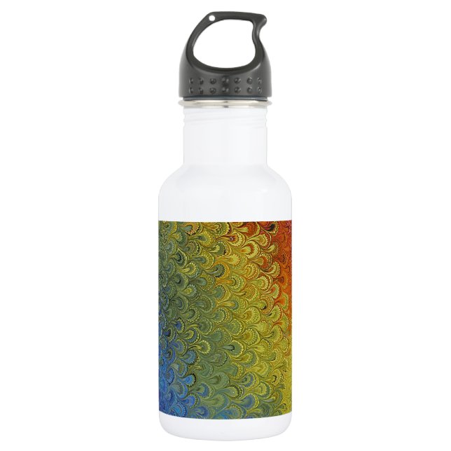Rainbow Peacock Marble 532 Ml Water Bottle (Front)