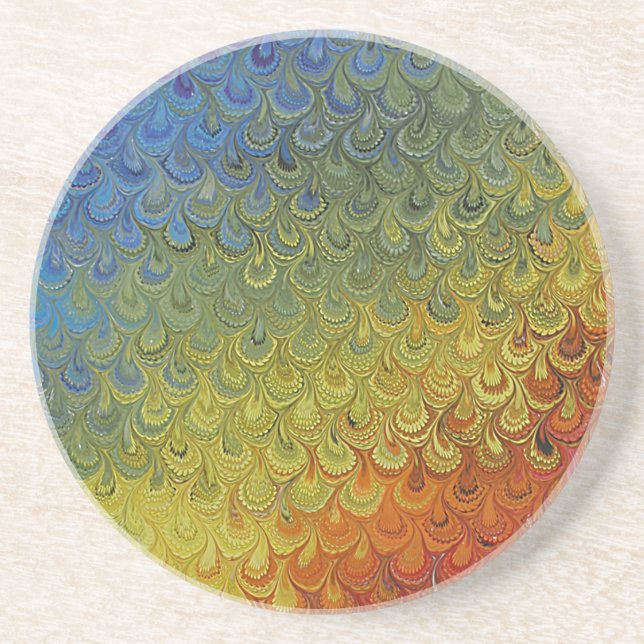Rainbow Peacock Marble Coaster (Front)