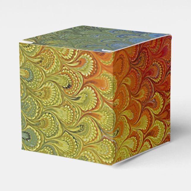 Rainbow Peacock Marble Favour Box (Front Side)