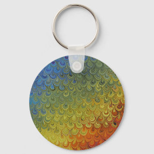Rainbow Peacock Marble Key Ring