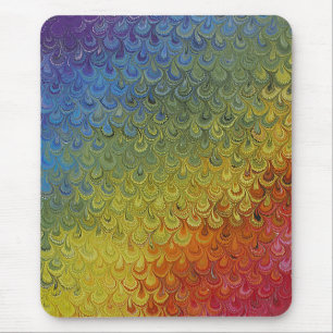 Rainbow Peacock Marble Mouse Pad