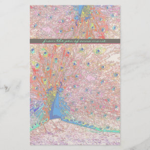 Rainbow Peacock Personalised Stationery