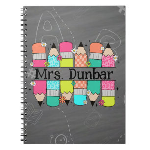 Rainbow Pencil Chalkboard Teacher Back To School  Notebook