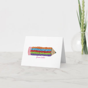 Rainbow pencil personalised notecards