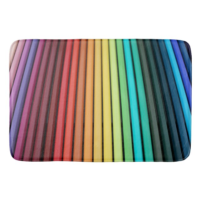 Rainbow Pencil Set - Vibrant Artist's Collection Bath Mat (Front)