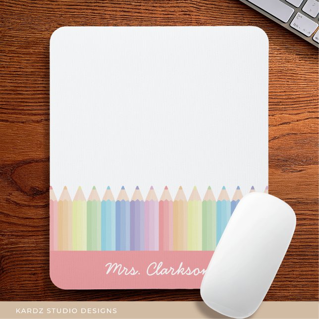 Rainbow Pencils Personalised Teacher Mouse Pad (Creator Uploaded)