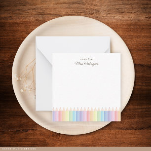 Rainbow Pencils Personalised Teacher Note Card