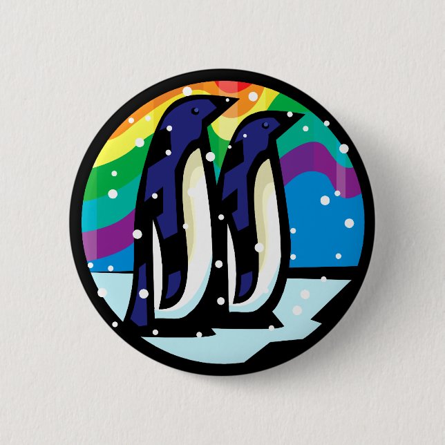 Rainbow Penguin 6 Cm Round Badge (Front)