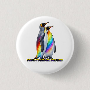 Rainbow Penguin Pride – Stand Together Proudly 3 Cm Round Badge