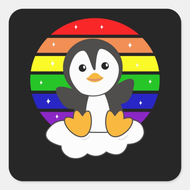 Rainbow Penguin Sweet Penguins For Children Square Sticker (Front)