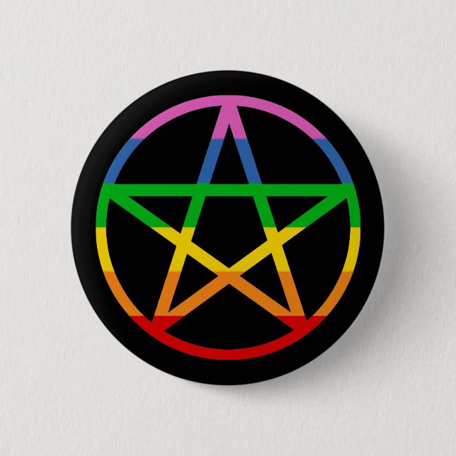 Rainbow Pentacle 6 Cm Round Badge (Front)