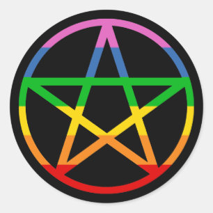 Rainbow Pentacle Classic Round Sticker