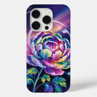 Rainbow Peony in Cosmic Bloom iPhone 15 Pro Case