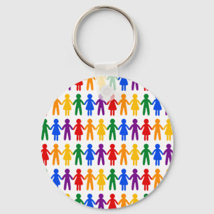 Rainbow People Pattern Key Ring